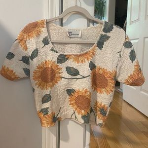 TAPESTRY sunflower knit crop top